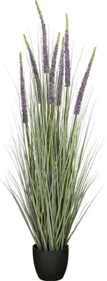 Produktbild von Mica Decorations Eremurus – Kunstgras – Realistische Kunstpflanze Deko Wohnzimmer – Künstliche Pflanzen – Zimmerpflanzen Künstlich – H140 x Ø45 cm – Grün, Lila