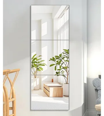 Image de Carrés de miroir adhésifs HD en verre, 40x40 cm, pour décoration intérieure, à coller soi-même
