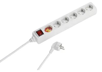 Produktbild von ViVanco™63783, Drinnen, Typ F, Typ F, Abgewinkelt, Weiß, 6 AC-Ausgänge