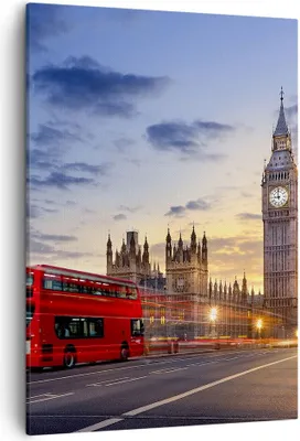 Produktbild von Bild auf Leinwand - Leinwandbild - Einteilig - London Bus - 50x70cm - Wand Bild - Wanddeko - Wandbilder - Leinwanddruck - Kunstdruck - Wanddekoration - Leinwand bilder - Wandbild - PA50x70-3592