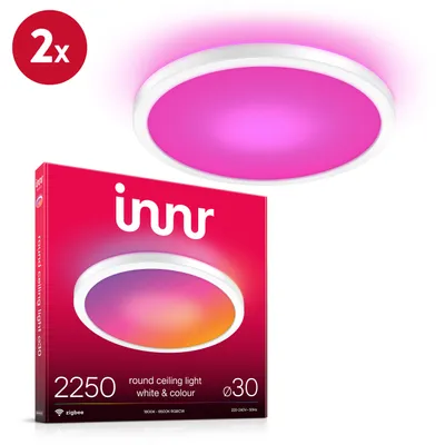 Produktbild von Innr Smart LED Deckenlampe 30cm, Zigbee, funktioniert mit Hue*, White & Color, Deckenleuchte Wohnzimmer, RGB, 2250 Lumen, 2-er Pack