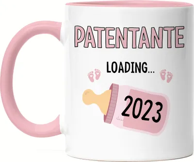 Produktbild von Patentante Loading 2023 Tasse Rosa Geschenk Werdende Patentante Babynews mit Ladebalken Schwangerschaft Geschenkidee