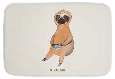Produktbild von Mr. & Mrs. Panda Badezimmerteppich Faultier Kaffee - Weiß - Geschenk, Kaffeetasse, Coffee, Coffeelover, duschmatte, Teppich Bad, Coffeeaddict, Badvorleger, Badematte