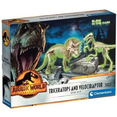 Produktbild von Jurassic World Ausgrabung Triceratops & Velocirapt