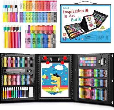 Imagen del producto de Materiales de arte, set de arte deluxe de 238 piezas para pintar y colorear, con caballete plegable, kits de dibujo y manualidades, estuche de arte para artistas, principiantes y niños de 5, 9 y 12 años, que incluye lápices de óleo, ceras de colores y lápices s