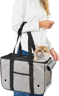 Produktbild von Weiche atmungsaktive Transportbox für Hunde und Katzen - faltbare Tragetasche mit Schulterriemen - Haustiere unterwegs