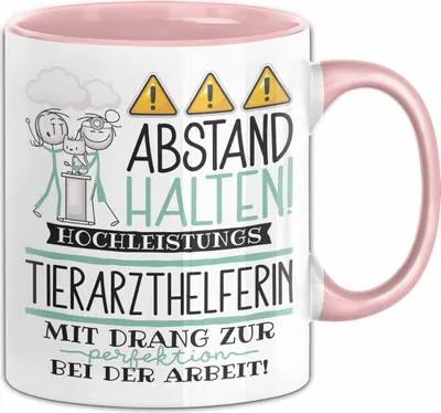 Produktbild von Tierarzthelferin Tasse Geschenk Lustig Abstand Halten Hochleistungs-Tierarzthelferin Mit Drang Zur Perfektion Bei Der Arbeit (Rosa)