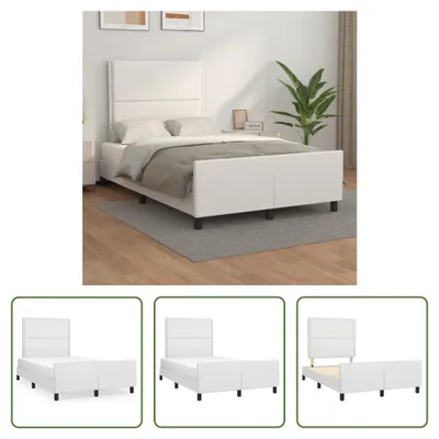 Produktbild von The Living Store Bettgestell mit Kopfteil Weiß 120x200 cm Kunstleder