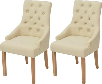 Produktbild von The Living Store Esszimmerstühle 2 Stk. Creme Stoff