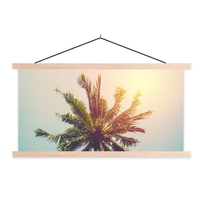 Produktbild von MuchoWow® Textilposter Palme - Sommer - Tropisch - Sonne 150x75 cm mit holzfarbenen Rahmen - Plakate