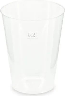 Produktbild von 25x Mehrwegbecher Pfandbecher transparent stabil+ PP 0,2L Eichstrich Ø 76mm