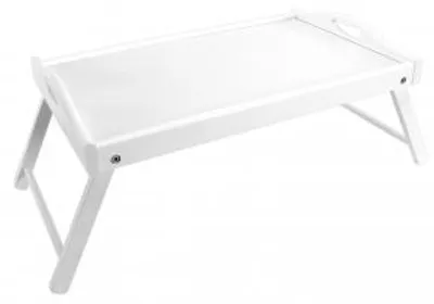 Immagine prodotto di H&H Vassoio In Legno Bianco Con Gambe Pieghevoli Cm56X35