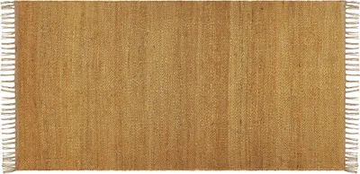 Produktbild von BELIANI Teppich Gelb Jute 80 x 150 cm Rechteckig Läufer mit Fransen Natürlich Handgewebt Farbverlauf Boho Fußbodenheizug Geeignet Wohnzimmer Flur