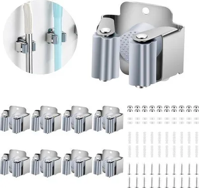 Produktbild von Wandbezemhalter 8-teilig silber