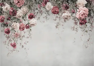 Produktbild von Fototapete Blumen Betonwand - Tapete Wohnzimmer - 400x280 cm - inklusive kleister - Vlies Tapete - Vliestapete Wohnzimmer Schlafzimmer Küche Modern Wandtapete