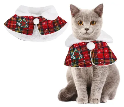 Produktbild von Weihnachtskostüm für Hunde – Weihnachtsmantel – Rot – Warmes Plüsch – Für Katzen und Hunde mit einem Halsumfang von 31-35 cm