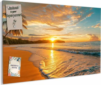 Produktbild von Magnettafel 90x60cm magnetisch & beschreibbar Metall-Board - Strand von Sonnenuntergang