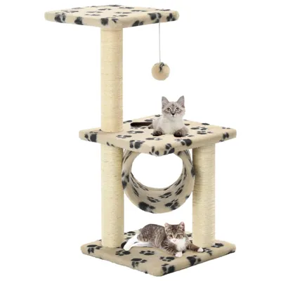 Immagine prodotto di vidaXL Tiragraffi per gatti in sisal 65 cm Beige con impronta di zampa