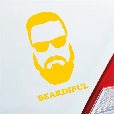 Produktbild von Auto Aufkleber Beardiful Beard Bart Schön Cool Sexy Car 10x16 cm Gelb Sticker Heckscheibenaufkleber