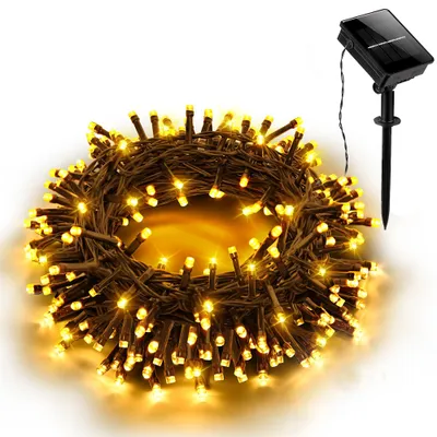 Produktbild von 20M LED Solar Lichterketten Innen Außen 8 Beleuchtungsmodi Wasserdicht Outdoor Garten Party Beleuchtung Deko, Warmweiß