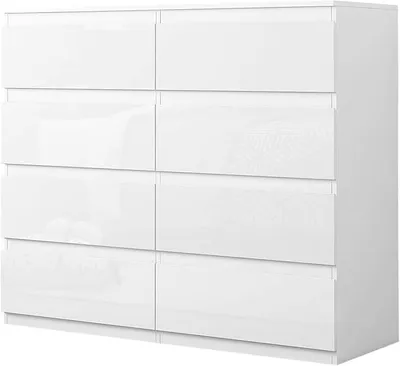 Produktbild von Kommode Kenji 8 Schubladen Hochglanz Weiß Sideboard