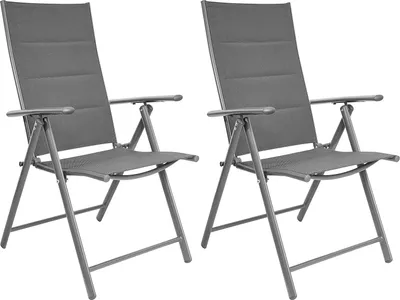 Immagine prodotto di BRUBAKER set di 2 sedie da giardino Riva - sedie pieghevoli - schienali regolabili in 7 posizioni - sedie pieghevoli resistenti alle intemperie - grigio