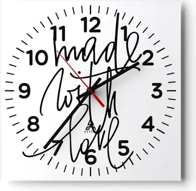 Produktbild von Wanduhr - Quadrat - Glasuhr - Erstellt mit Liebe - 30x30cm - Schleichendes Uhrwerk - Lautlos - zum Aufhängen bereit - Dekoration Modern - Wanddekoration aus Glas - C4AC30x30-4499