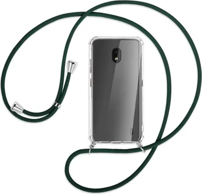 Produktbild von Handykette Backcover-Schutzhülle mit Band (Metall silberfarben) für Nokia 2.2 - dunkelgrün