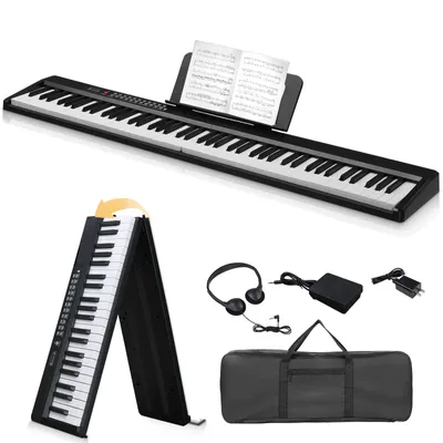 Zdjęcie produktu dla FCH  Składany keyboard z 88 pełnowymiarowymi klawiszami, pianino cyfrowe z półważonymi klawiszami, pianino cyfrowe z trybem podwójnego Bluetooth, 1000 rytmów, 1000 brzmień
