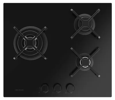 Produktbild von Cecotec Bolero Squad G 3400S Nano Glass, Schwarz, Integriert, 58 cm, Gaskochfeld, Glas, 3 Zone(n)