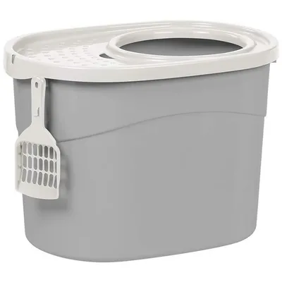 Immagine prodotto di IRIS OHYAMA cestino con paletta e ingresso superiore - 53 x 39 x 56,9 cm - Bianco e grigio