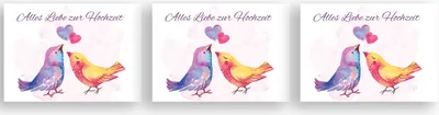 Produktbild von Friendly Fox Hochzeitskarte, Karte zur Hochzeit mit Aquarell Vögeln, Alles Gute zur Hochzeit, DIN A6 Karte inkl. Umschlag (3er Set)