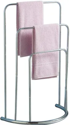 Productafbeelding van Unyqoos® vrijstaande handdoekhouder – 3 niveaus, ruimtebesparend, roestvrij staal met chroomafwerking, geschikt voor de badkamer
