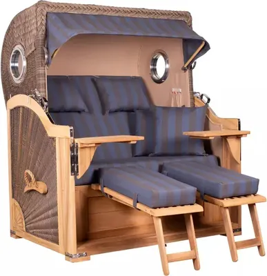 Produktbild von Strandkorb Westerland Teak Bullauge PE grey Dessin 582