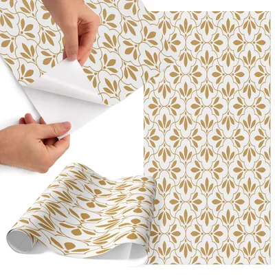 Produktbild von Möbelfolie 65x130 cm - Klebefolie Möbel - Selbstklebende Folie - Folie für Möbel - Möbelfolie Küche - Klebefolie Küche - Möbelfolie Schrank - Wasserdicht - Abwaschbar - Selbstklebend - Luftblasenfrei - Rückstandslos entfernbar - Klassisches Muster