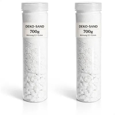 Produktbild von com-four® 2x Dekosand weiß je 700 g - Bastelsand mit Körnung 0,1 - 15 mm