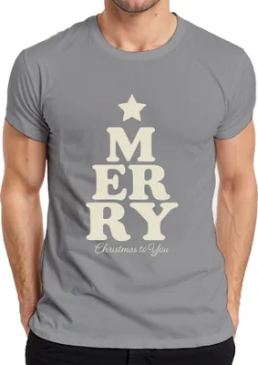 Zdjęcie produktu dla MERRY Christmas Christmas tree gift vintage retro koszulka męska, szary, M