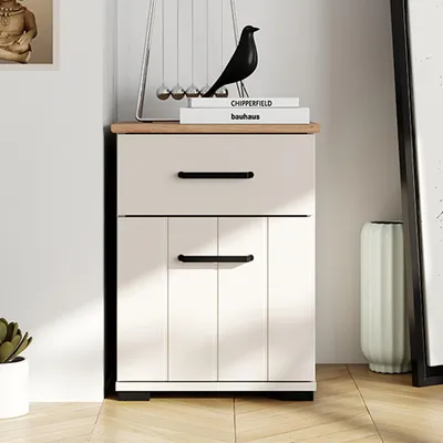 Immagine prodotto di Punak - Comodino, 41x40x54h cm Bianco Crema, un Cassetto