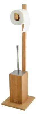 Produktbild von MSV 140632 WC Garnitur aus Bambus Toilettenpapierhalter aus Holz mit separatem Kunststoffbehälter