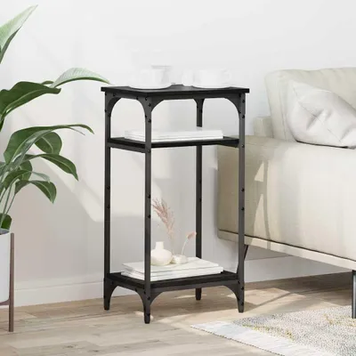 Produktbild von "Schlussverkauf" Wohnzimmer Beistelltisch - rechteckiger Kaffeetisch - mit Regal Schwarz Eichen-Optik 40x30x75 cm C13722