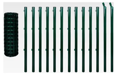 Produktbild von Maschendrahtzaun-Set für den Garten 25 x 1 m Stahl Grün