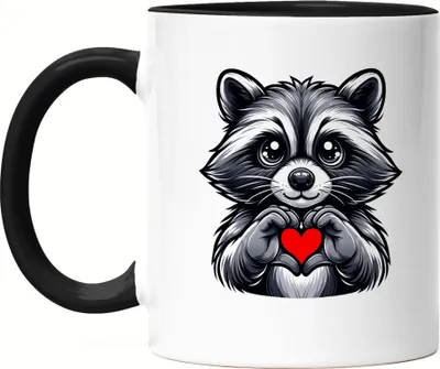 Produktbild von Süßer Waschbär Herzformende Pfoten Tasse Schwarz Wertschätzung Freundschaft