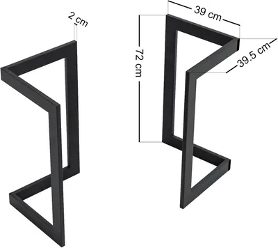 Produktbild von Tischgestell Kaskinen 2er Set Tischbein 72 x 39,5 x 39 cm für Esstisch Schreibtisch Metall Tischkufen Tischfüße Schwarz