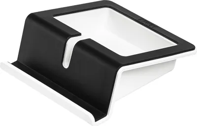 Produktbild von HAN Tablet Stand UP - Tabletständer, Halterung für Tablet mit Soft-Grip Oberfläche, Kabelhalterung und Innenschale, 92100-13, schwarz-weiß
