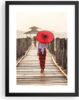 Produktbild von Gerahmtes Poster - Schwarzer Rahmen - Birma Regenschirm Brücke - 30x40 cm - Wand Bild - Wanddeko - Wandbilder - Wandposter - Bilderrahmen - Bilder - Kunstdruck - Wandbild - P2BPA30x40-4261
