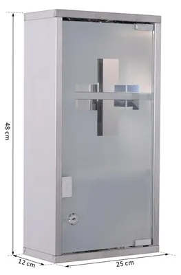 Image de Armoire de rangement pour médicaments, verrouillable | Couleur : Argent | Dimensions : 9,84 x 4,72 x 18,89 cm