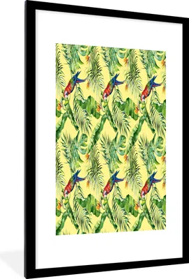 Produktbild von MuchoWow® MuchoWow® Gerahmtes Poster Blumen - Paradiesvogelpflanze - Vogel 60x90 cm - Poster mit zchwarzem Bilderrahmen - Dekoration - Wandposter Wohnzimmer - Hochwertig