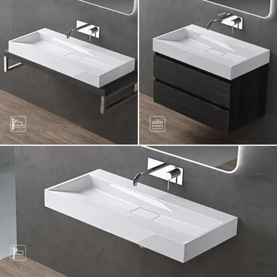 Produktbild von doporro Waschbecken Aufsatzwaschbecken Mineralguss Hängewaschbecken Waschtisch matt weiß 90x46x11cm ohne Armaturloch inkl. Ablaufgarnitur Colossum19