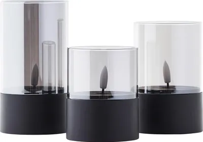Produktbild von Brilliant LED Kerze batteriebetrieben mit Timer Ø 8 schwarz 3er Set
