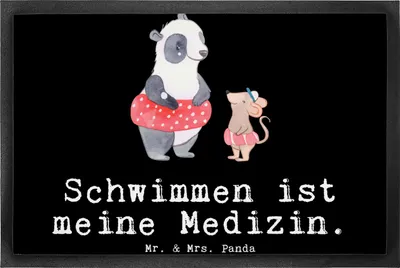 Produktbild von Mr. & Mrs. Panda fußmatte Otter Schwimmen 50 x 75 cm - Schwarz - Geschenk, Fußabtreter, Wassersport, Bodenvorleger, Schwimmkurs, Schmutzfangmatte, Fussmatte, Schmutzmatte